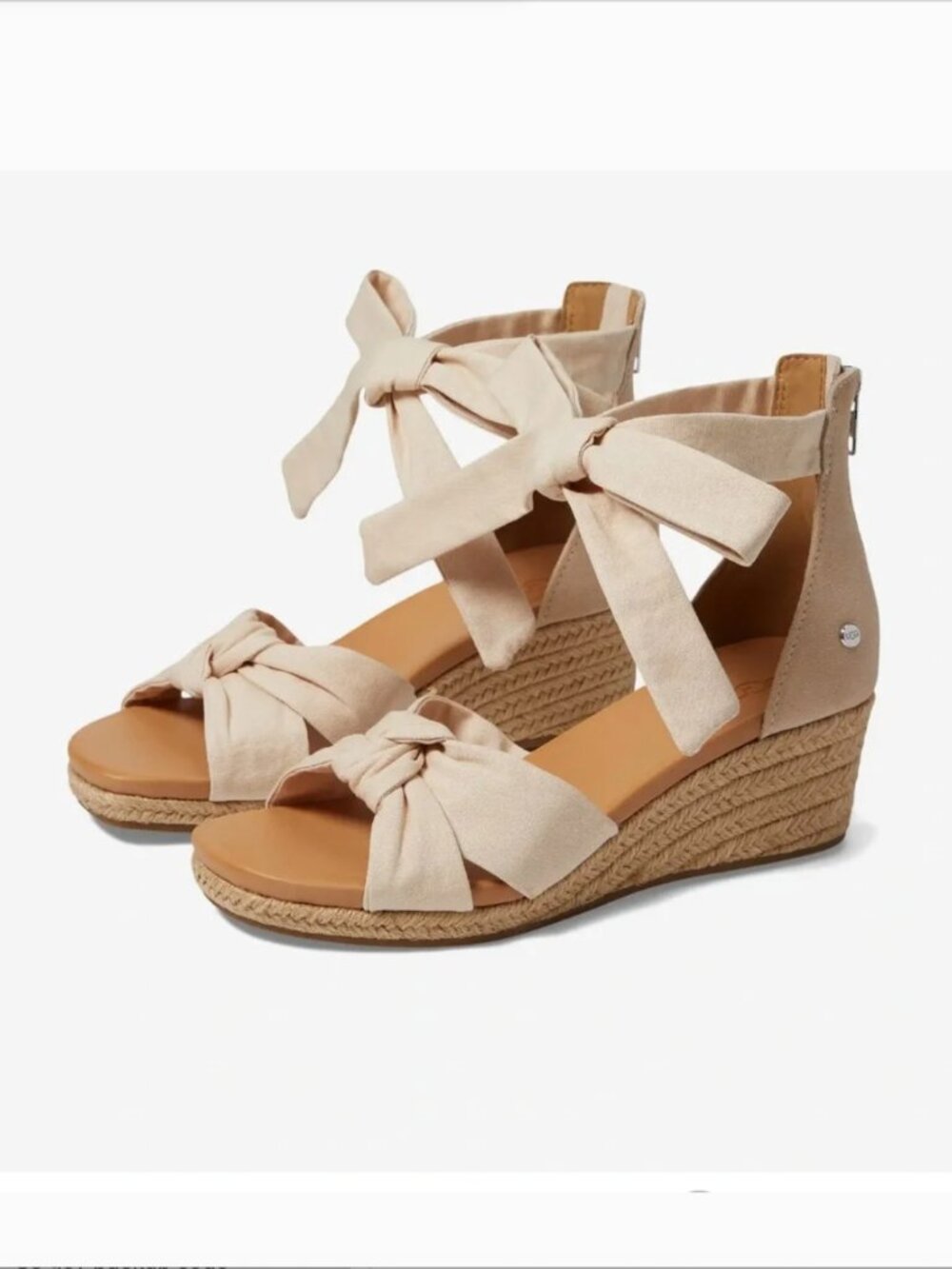 UGG "Yarrow" Espadrille Wedge Sandles with Ankle Ties | Women's Size 8